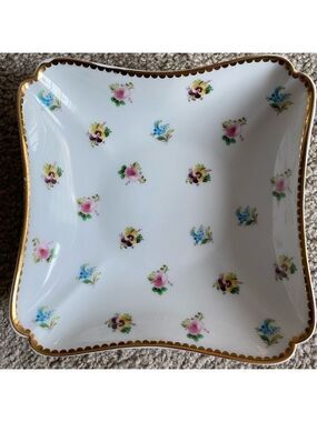 Vintage-Inspired I. Godinger & Co. China Dish – Rosebud Floral & Gold Trim/NWOT